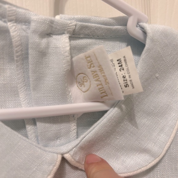 Lullaby Baby blue linen bubble with collar and buttons size 24m - Picture 3 of 3